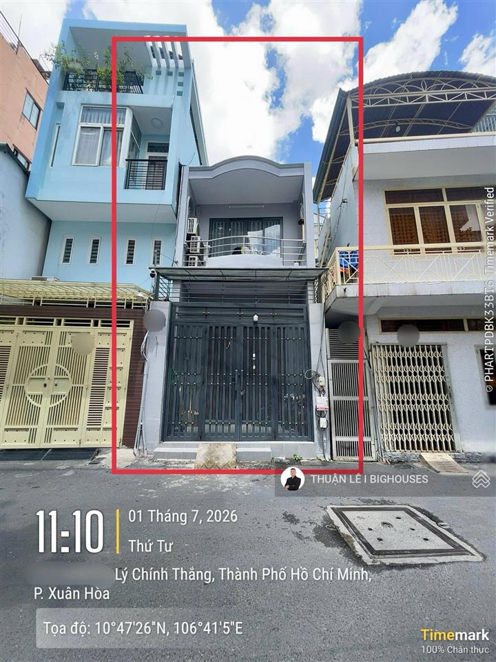 Bán nhà (4,4m x 14m) hxh 8m lý chính thắng thông hai bà trưng. quận 3. nhà 2 tầng + 4pn lớn (12 tỷ)