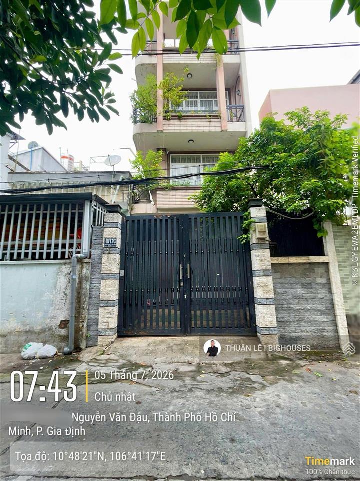 Bán nhà hẻm 5m khu lam sơn & đường nguyễn văn đậu. vuông a4(5mx21m), nhà 4 tầng. hướng đn + 5pn lớn