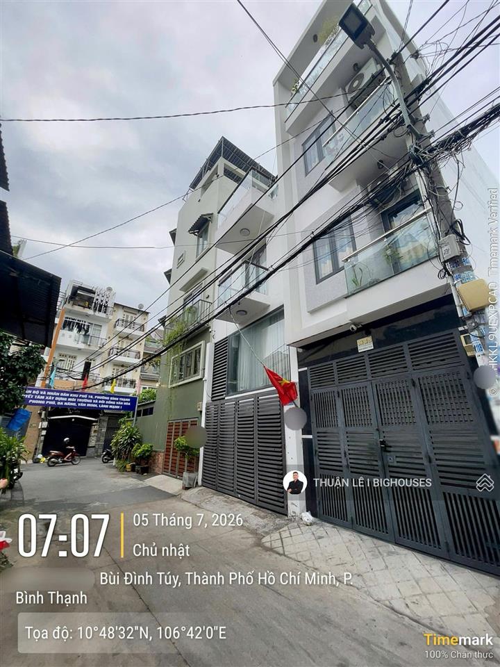 Bán nhà hẻm 304 bùi đình tuý thông chu văn an. ngang tốt (4,8mx17m) h+l+2tầng/4pn lớn. ô tô ngủ nhà