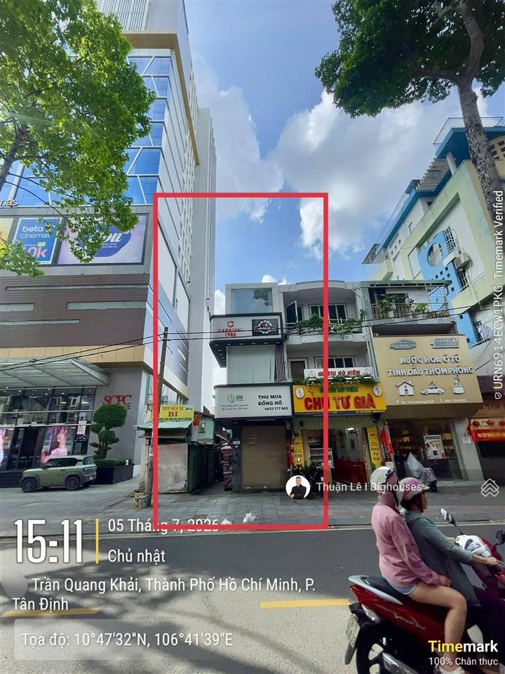 Bán nhà mtkd đường trần quang khải, quận 1.dt ~ 99m2, lửng+2tầng. sẵn hđt 35tr/th. giá 10,5 tỷ tl