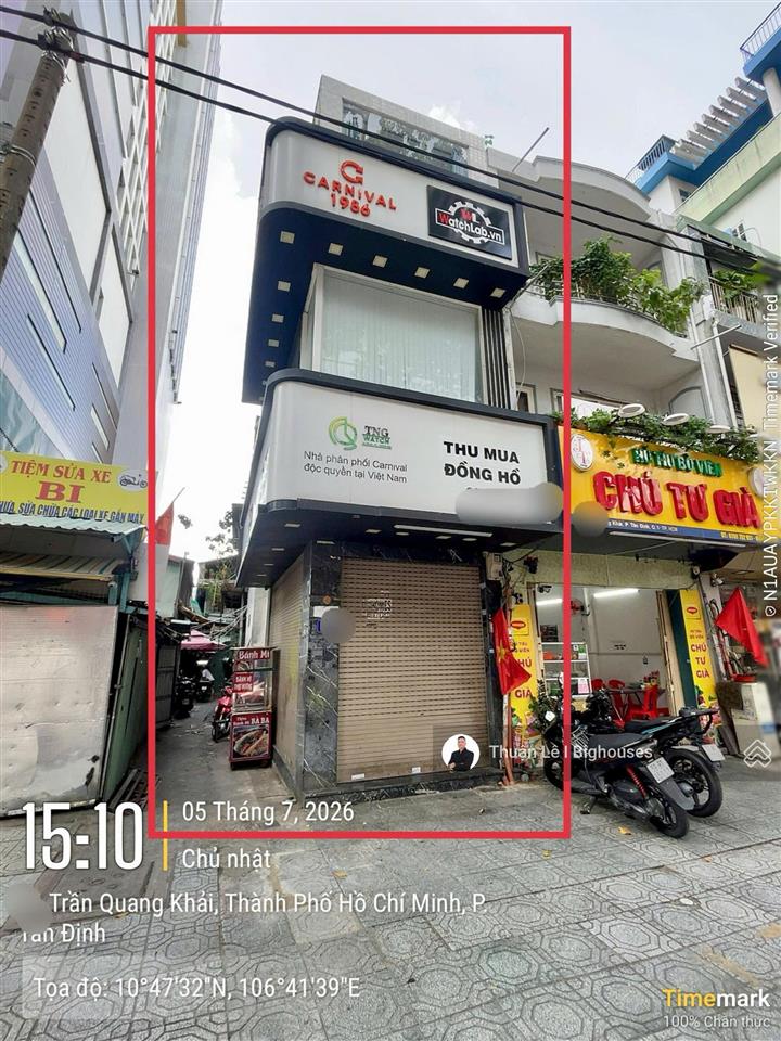 Bán nhà mtkd đường trần quang khải, quận 1.dt ~ 99m2, lửng+2tầng. sẵn hđt 35tr/th. giá 10,5 tỷ tl