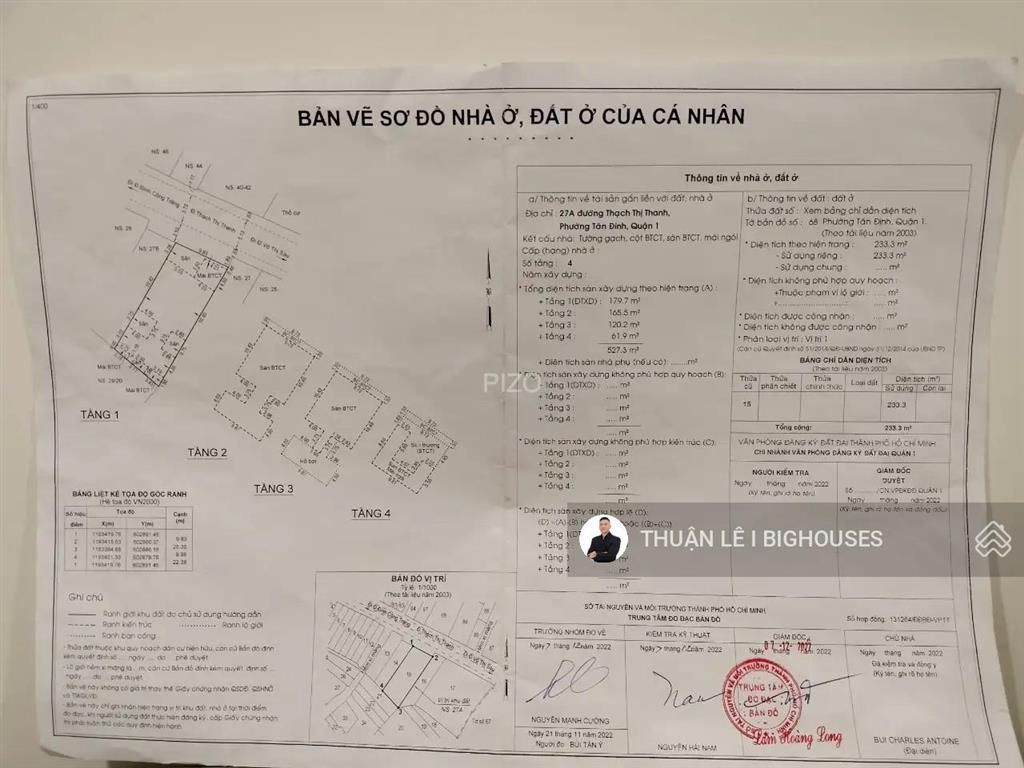 Biệt thự mặt tiền 27a thạch thị thanh,tân định, q1, tp.hcm, dt 9,83m x 23,74m (233,3m2), 527m2 sxd