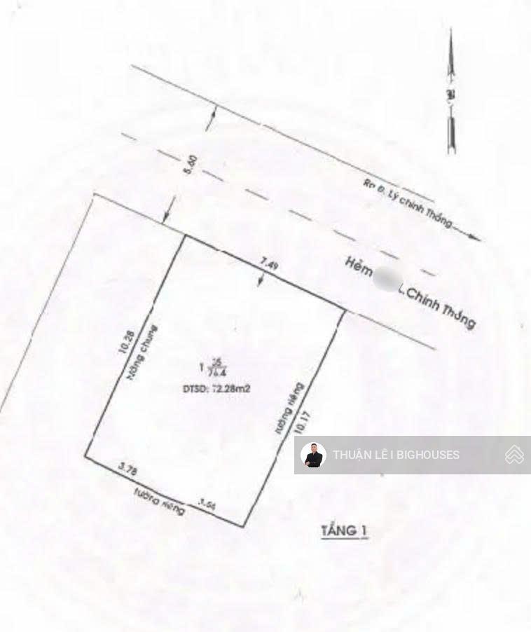 Mặt tiền 7,5m  hẻm 6m lý chính thắng & nguyễn thông, quận 3, cấp 4 (7,5mx10m) xd mới 6 tầng (19tỷ)