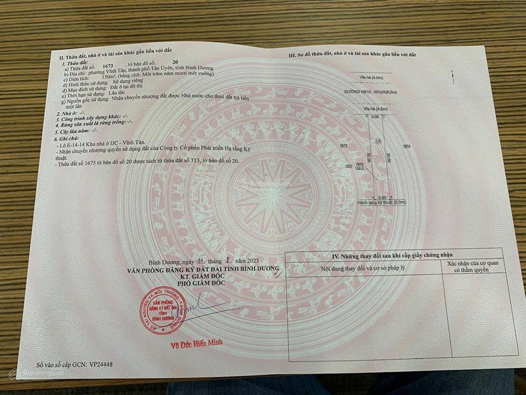 Chính chủ bán đất khu nhà ở ijc vĩnh tân (vsip 2)  p.vĩnh tân, tp.hcm (tp.tân uyên, bình dương cũ)