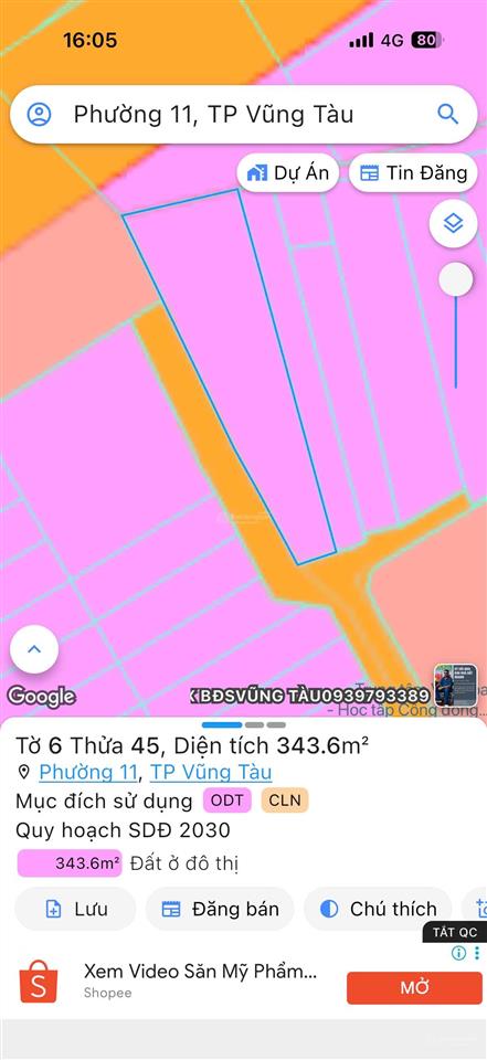 (chính chủ) bán đất 3 mặt tiền hẻm 1041 đường 30/4 phướng 11( nay là phường phước thắng) vũng tàu