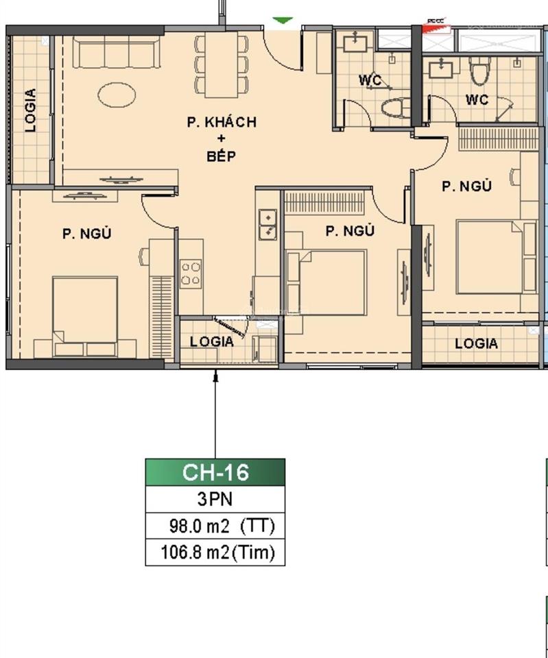 Giá sốc ~57tr/m2 căn 3pn rộng hơn 100m2