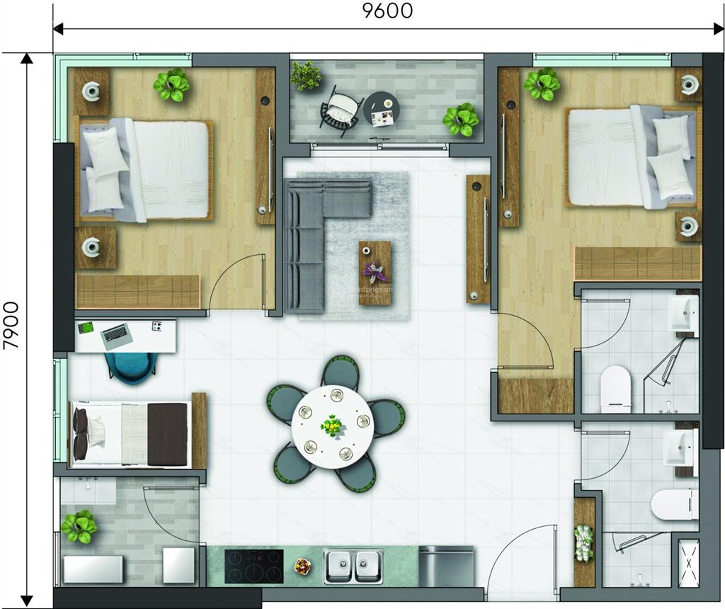 Bán nhanh 1 căn duy nhất 2pn + 74m2 giá 5tỷ allin dự án d  aqua q8