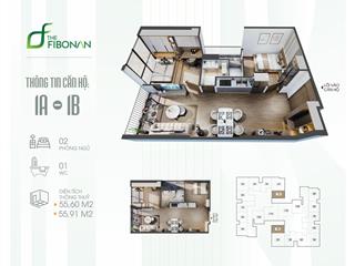 Bán căn hộ 2pn, 1wc tại the fibonan ecopark, 3,7 tỷ, 56m2, rẻ nhất khu vực ecopark