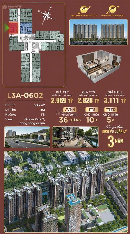 Hiếm có căn 1pn view sông tại sunshine legend city chỉ 56 triệu/m2