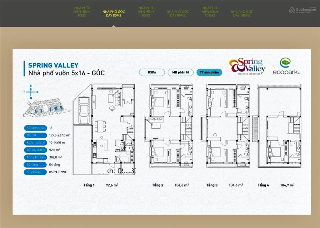 Bán liền kề 1c ecopark  spring valley  căn góc dt 155,5m² xây 4 tầng, 3 mặt thoáng, giá 26,x tỷ