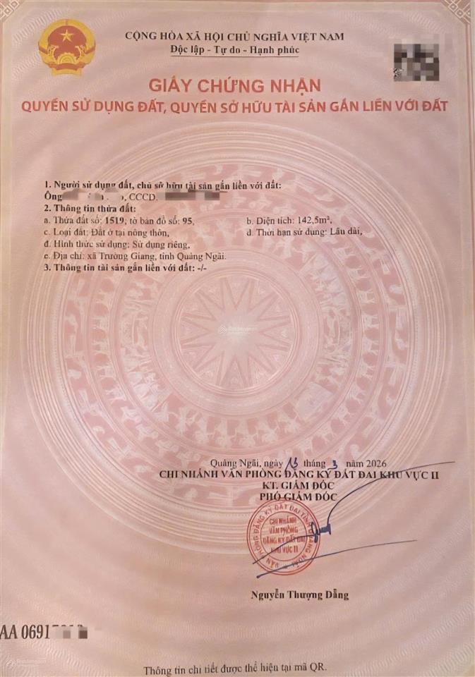 Bán đất chính chủ tại xã tịnh minh  sơn tịnh  quảng ngãi (đất đẹp, thích hợp xây nhà an cư)