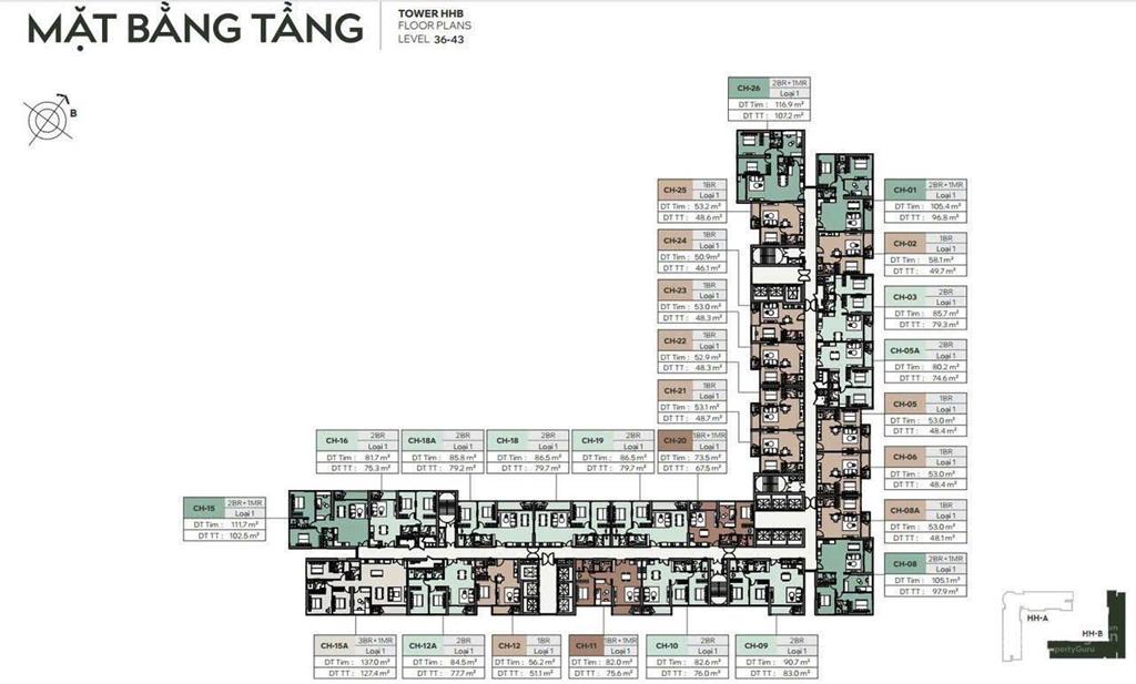 Duy nhất căn 2n  74m2  masterise cao xà lá
