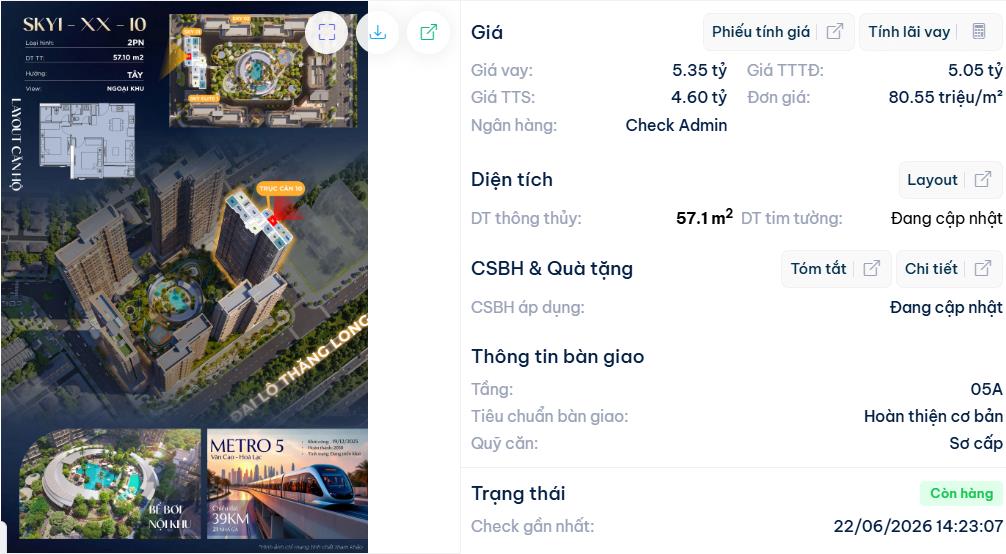 Rẻ hơn 200tr so với thị trường  căn 2n imperia sky park tts 4.4 tỷ