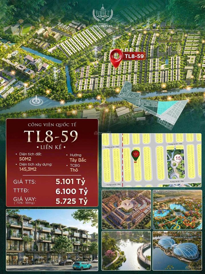Giá chỉ 5,1 tỷ  deal hời nhà phố 50m² vinhomes sài gòn park, vay 70%, ân hạn 30 tháng