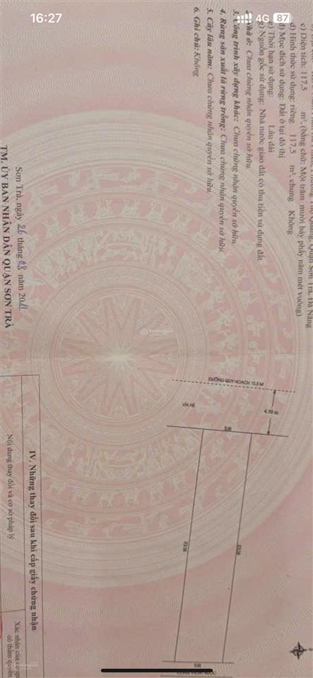 Đất lê tấn trung cách biển mân thái 1 phút đi bộ