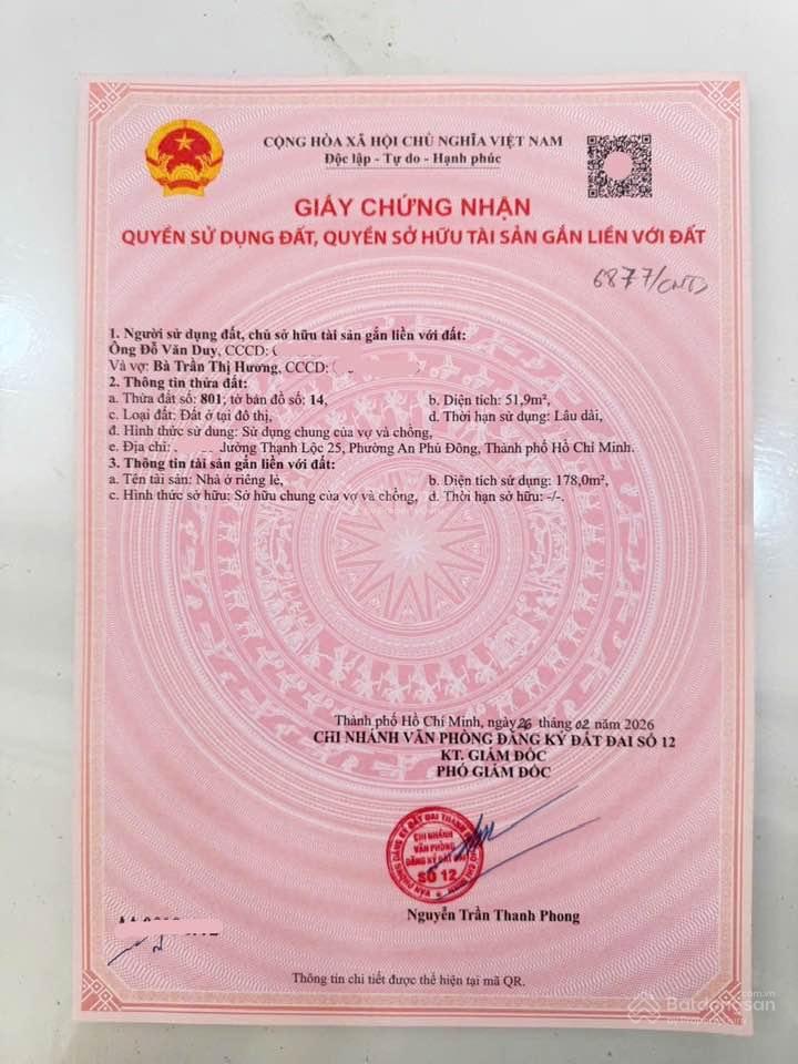 Bán nhà cho cô 9 giá 2tỷ750tr thạnh lộc, q12, hẻm 7m, dt 51,9m2 hđ thuê 19tr/th. sổ hồng riêng