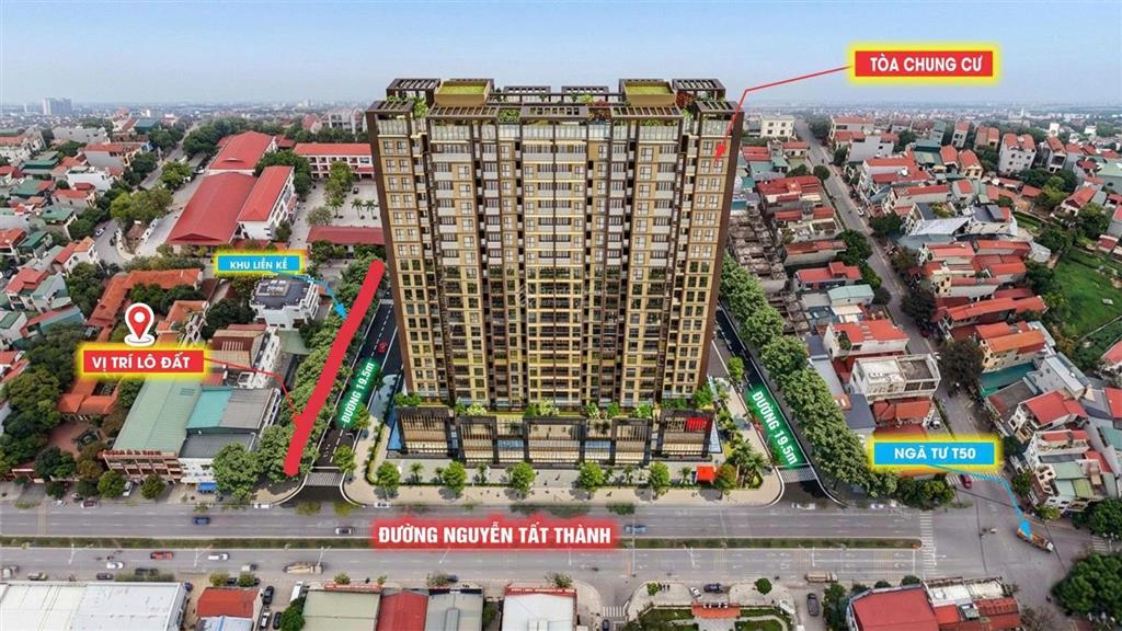 Lô góc hai mặt tiền 1 căn shophouse duy nhất 5t ở mặt đường nguyễn tất thành t50 tích sơn vĩnh yên