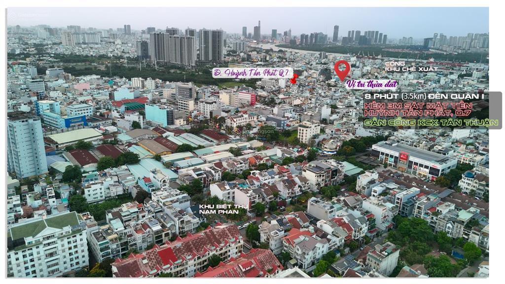 Giá 6,4 tỷ (78 triệu/m2) thửa đất gần mặt tiền huỳnh tấn phát q.7 dt 4.3x19m (81,5m2)