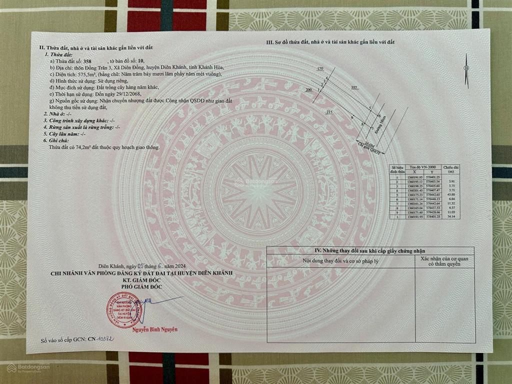 Cần bán lô đất thôn đồng trăn 3, xã diên đồng, dt 575 m2