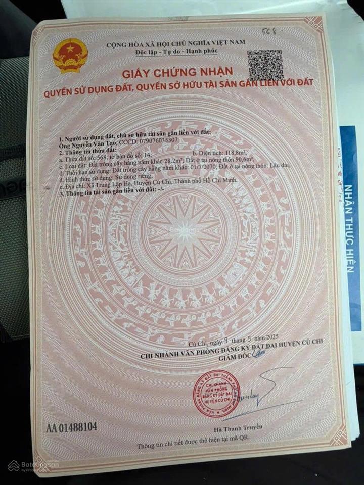 Chốt nhanh lô đất trung lập hạ củ chi chỉ 800tr