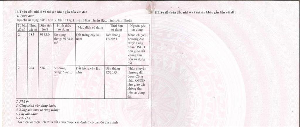 Bán đất thôn 3, xã la dạ, huyện hàm thuận bắc, tỉnh bình thuận