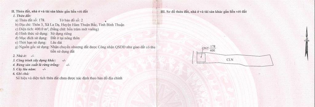 Bán đất thôn 3, xã la dạ, huyện hàm thuận bắc, tỉnh bình thuận