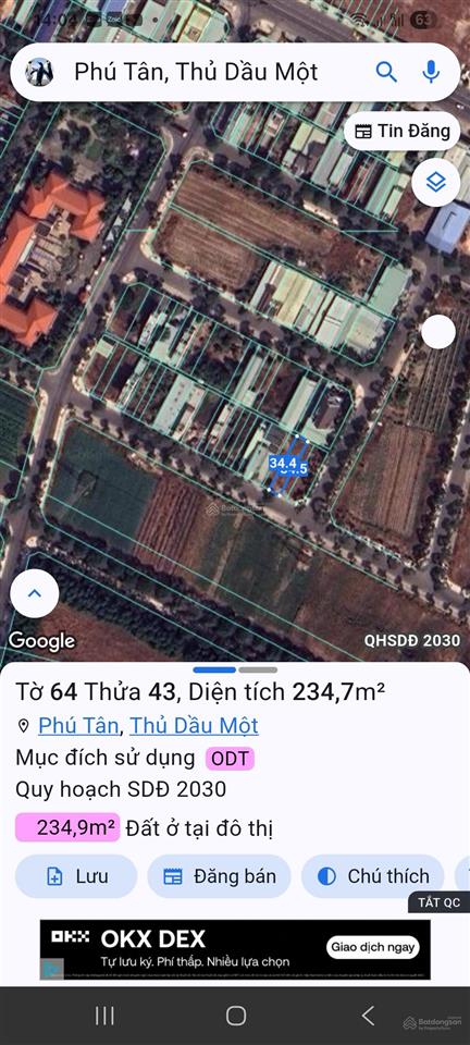 Bán đất nền tại n23, phú tân, thủ dầu một, 20 triệu/m2, 234.7m2, đẹp, tiện ích