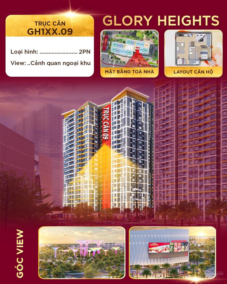 Bán cc vinhomes grand park, 4,29 tỷ, 59m2, 2pn, pk gloryheights, view vincom mega mall, cv 36ha