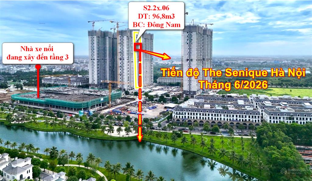 Bán 3pn 96,8m2 đông nam  tầm nhìn thoáng về hồ đảo cọ  giá hợp đồng  the senique hà nội