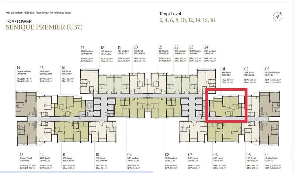 3 ngủ 85,9m2 tầng 18, phân khu khép kín toà sen vip sp
