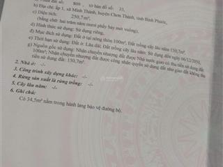 Bán đất tại minh thành, 650 triệu, 150.7m2, đất thổ cư