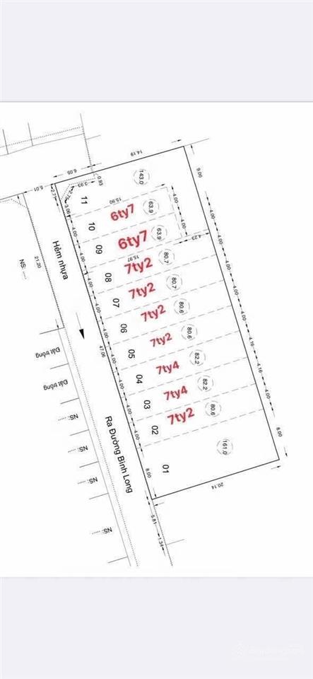 Bán đất hẻm 8m bình long 4x22  đất nhỉnh 7 tỷ