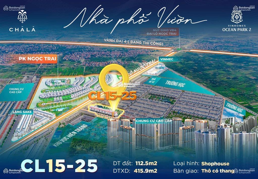 Shophouse sân vườn 2 mặt tiền đối diện 30 tòa chung cư, giá chỉ 15 tỷ