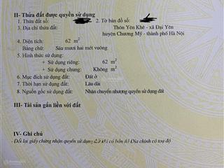 Bán đất đại yên, chương mỹ, hà nội