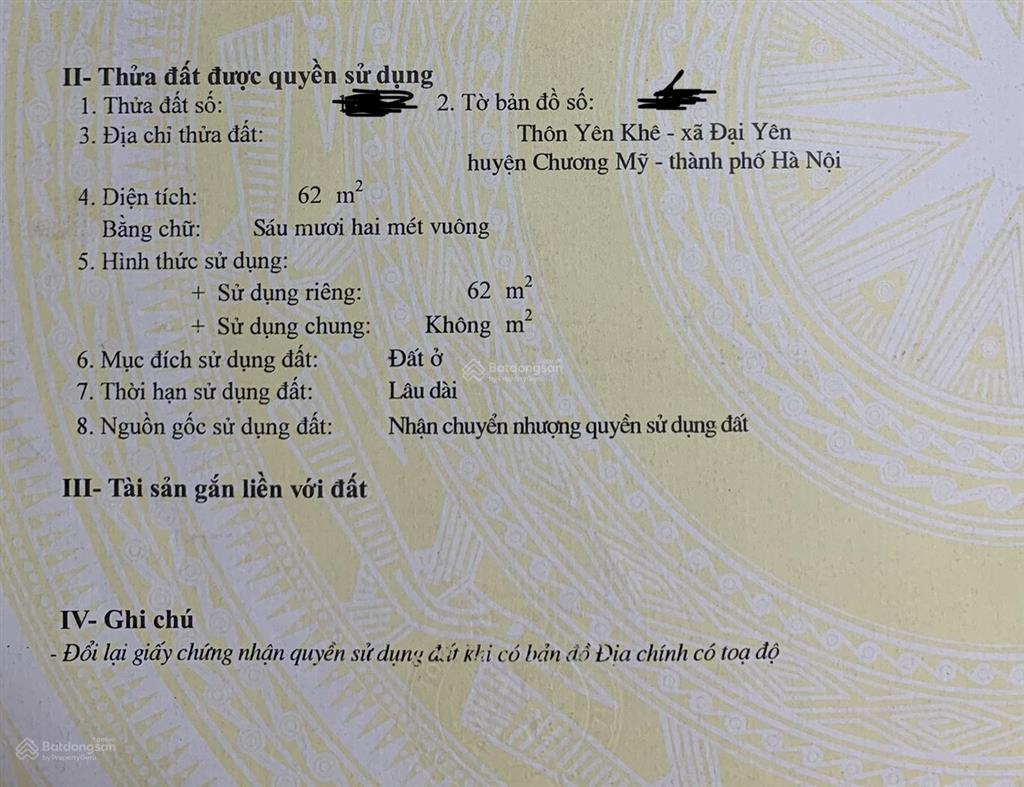 Bán đất đại yên, chương mỹ, hà nội