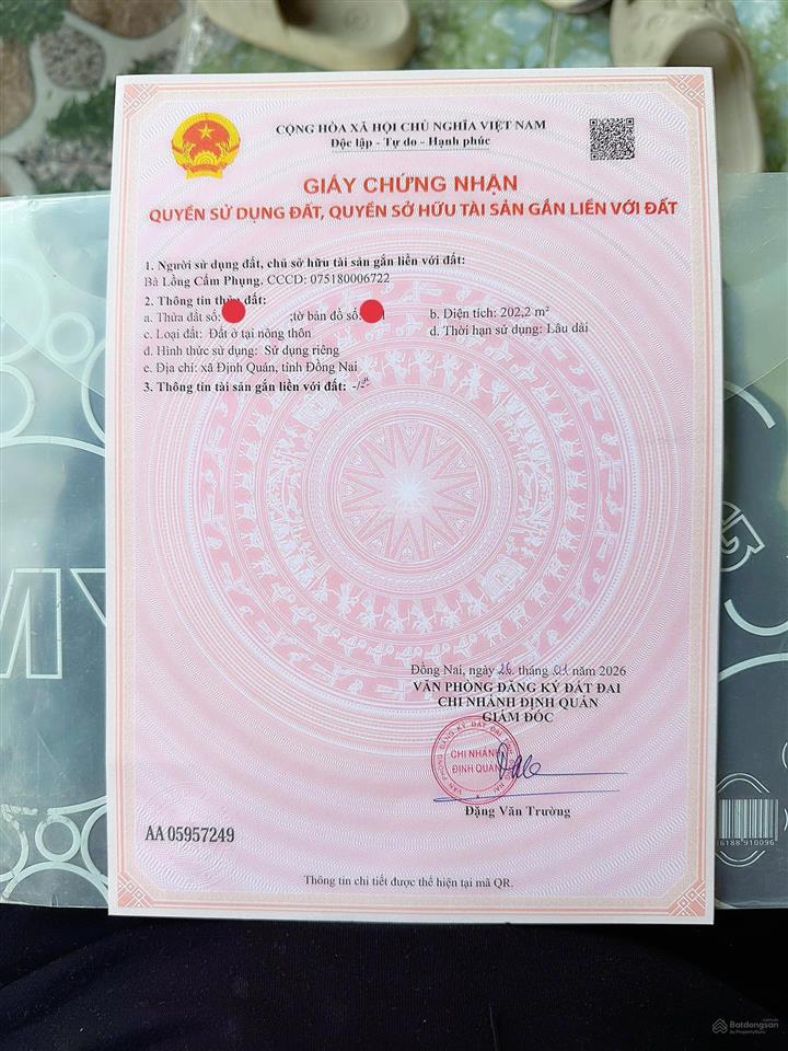 Đất trung tâm định quán, chính chủ đất thổ cư