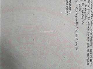 Chính chủ f0 bán 170m2 tại kim đườngứng hoàhà nội. mặt tiền 5,5m giá 35triệu/1m2, đường liên xã