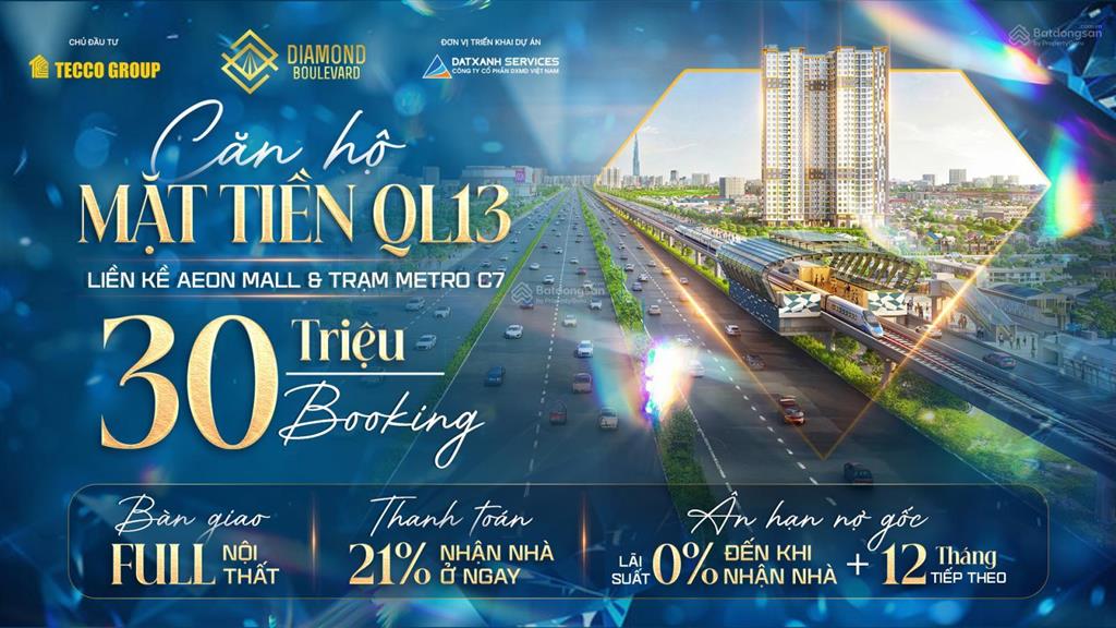 Chỉ 2.02 tỷ sở hữu ngay căn hộ 2pn 56m2 diamond boulevard  mặt tiền ql13  hỗ trợ ls 0% 18 tháng