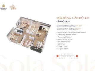 Gấp 3 ngủ g2 75m solapark giá 5.150 tỷ, dòng căn 3n2vs đông nam mát mẻ.  em 0857 165 ***