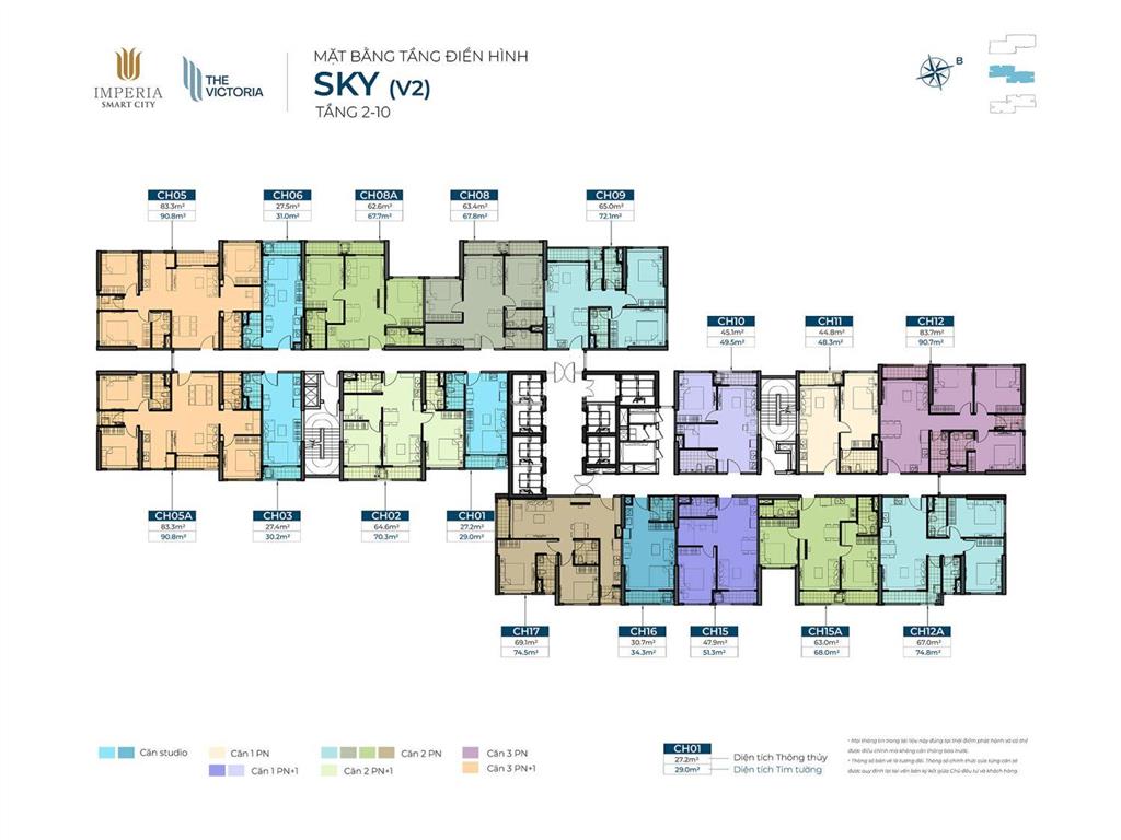 Studio victoria giá 2,290 tỷ, vay ahls 70%, 27.5m, có ban công, đông nam mát,  em 0857 165 ***