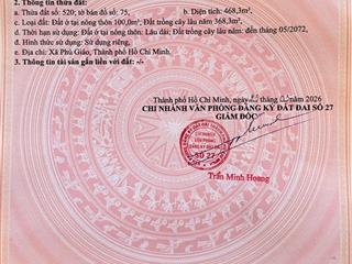 Bán lô đất 468m²  có 100m² thổ cư  giá chỉ 1,2 tỷ (đã cập nhật hành chính tp.hcm)
