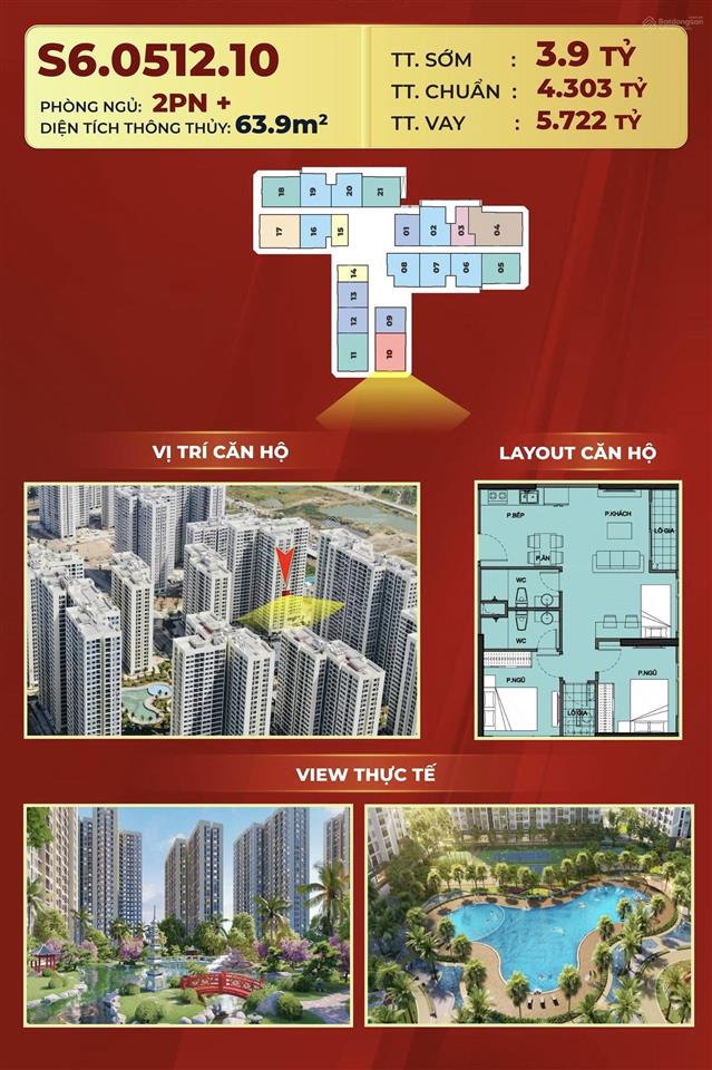 Căn đẹp the origami view hồ cực đỉnh mã căn s6.05 | 2pn+1 chỉ 3,9 tỷ