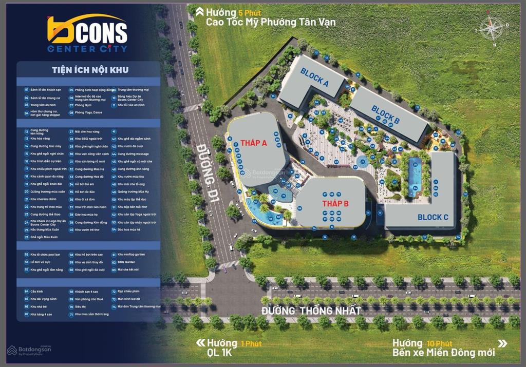 Căn hộ bcons center city 2pn2wc 55m2 giá 2,7 tỷ hỗ trợ vay 80%. liền kề ga metro và làng đại học