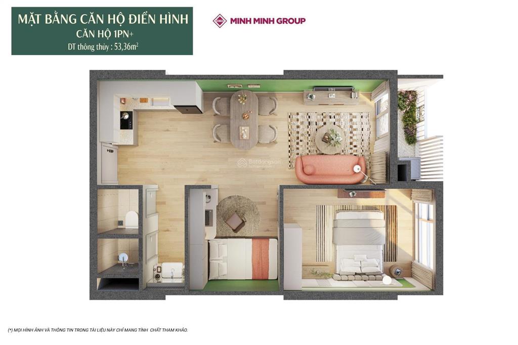 Căn hộ 1pn +, toà onsen 2  charmora city, diện tích 58,5m2 giá 2,92 tỷ