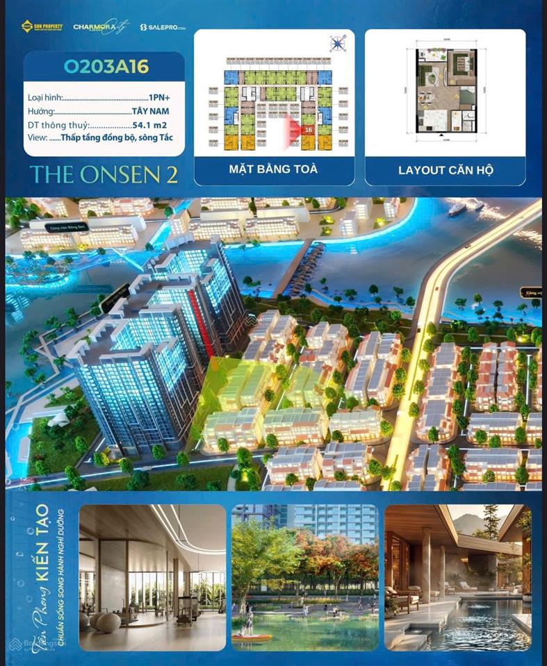Căn hộ 1pn +, toà onsen 2  charmora city, diện tích 58,5m2 giá 2,92 tỷ