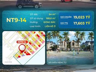 Liền kề sở hữu lâu dài ngay mặt biển, diện tích sử dụng 168,6 m2 với giá 17,603 tỷ tại nha trang