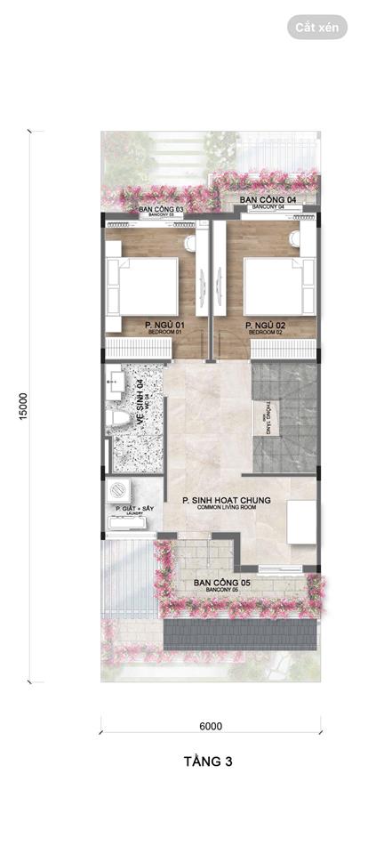 Nhà phố townhouse rừng mai  mặt tiền 6*15m  trục chính 20m gần hồ thiên nga tt 6,5 tỷ + chênh nhẹ