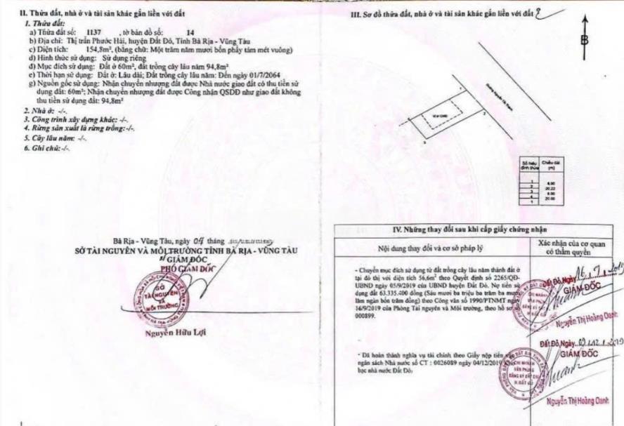 Đất hiếm ngang 8 giá chỉ 1ty297 cách biển phước hải 700m