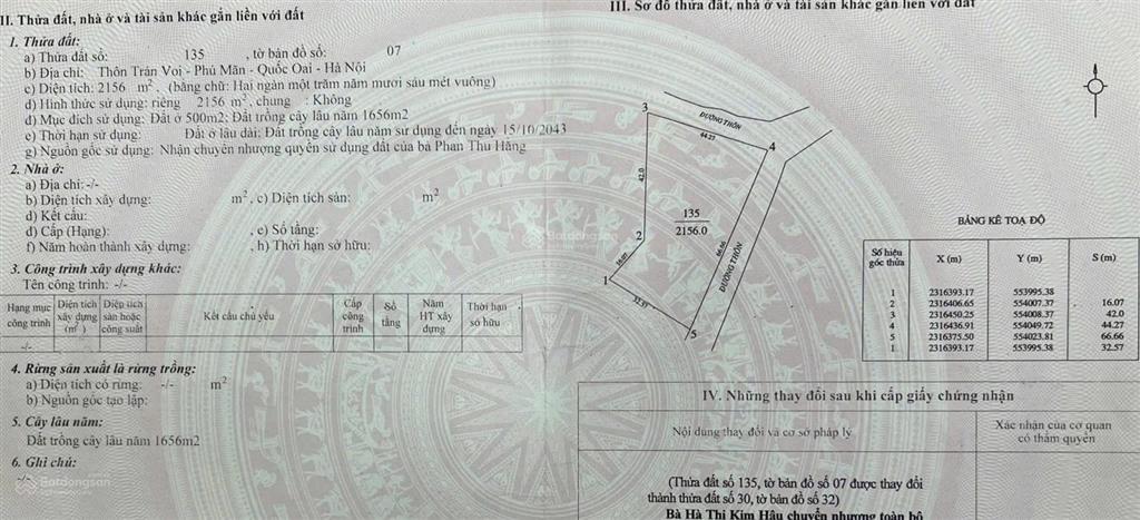 2156m2 giá 8tr5/m2 phú mãn  quốc oai  hà nội giá thương lượng