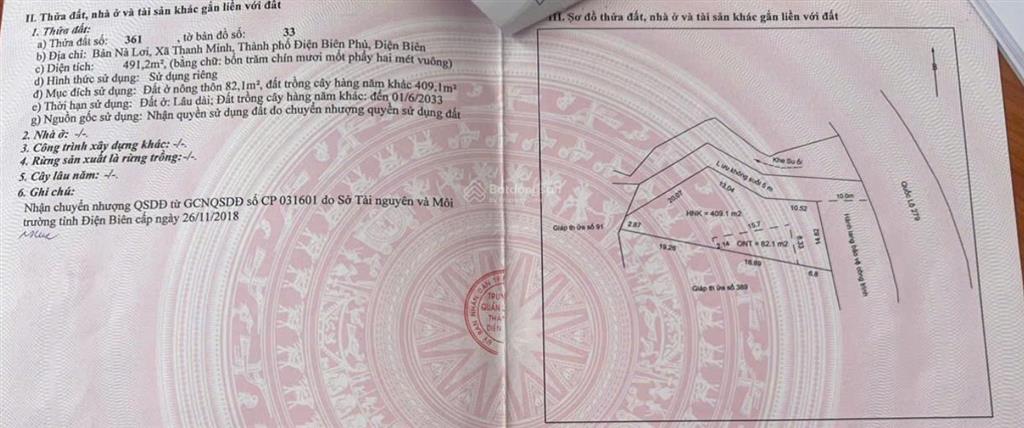 Bán đất tại bản nà lơi, 2,5 tỷ, 491,2m2, hiếm tại điện biên phủ